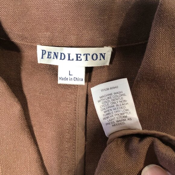 Pendleton Suit Womens Size L Brown Linen Blend Button-up Lightweight - Picture 6 of 13